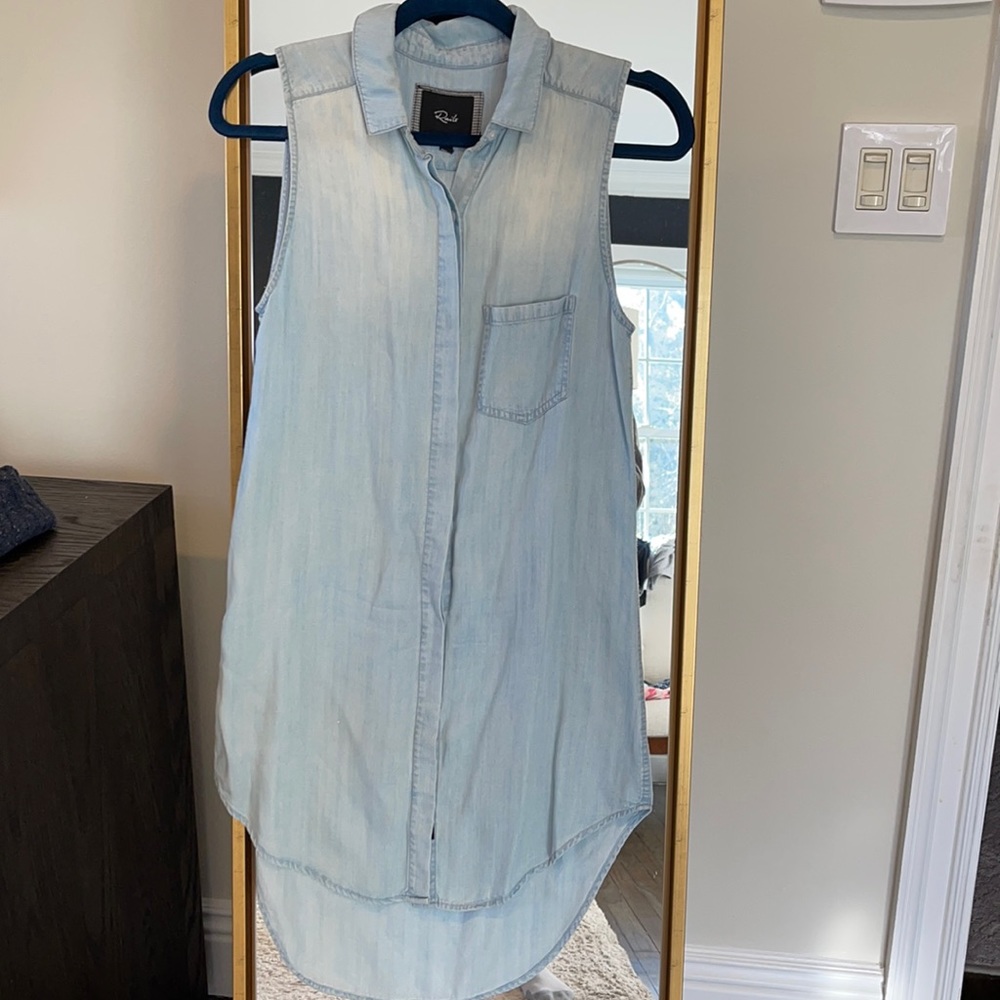 Rails denim chambray sleeveless button down dress